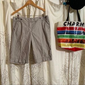 J Crew brown and cream striped Bermuda’s city fit